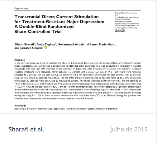 Eficácia da TDCs em episódios onde a baixa eficácia na resposta clinica dos antidepressivos