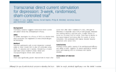 Estimulação transcraniana é Eficaz e Segura Para o tratamento da Depressão